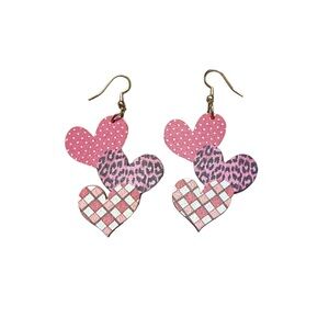 Pink Heart Dangle Earrings